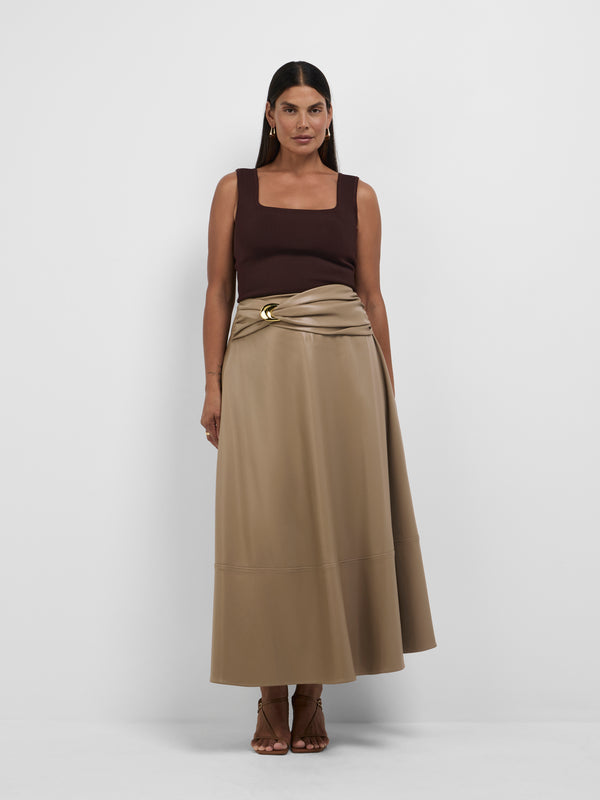 Size12 SHEIKE Stella Midi Skirt Fawn 1008595 Front Image