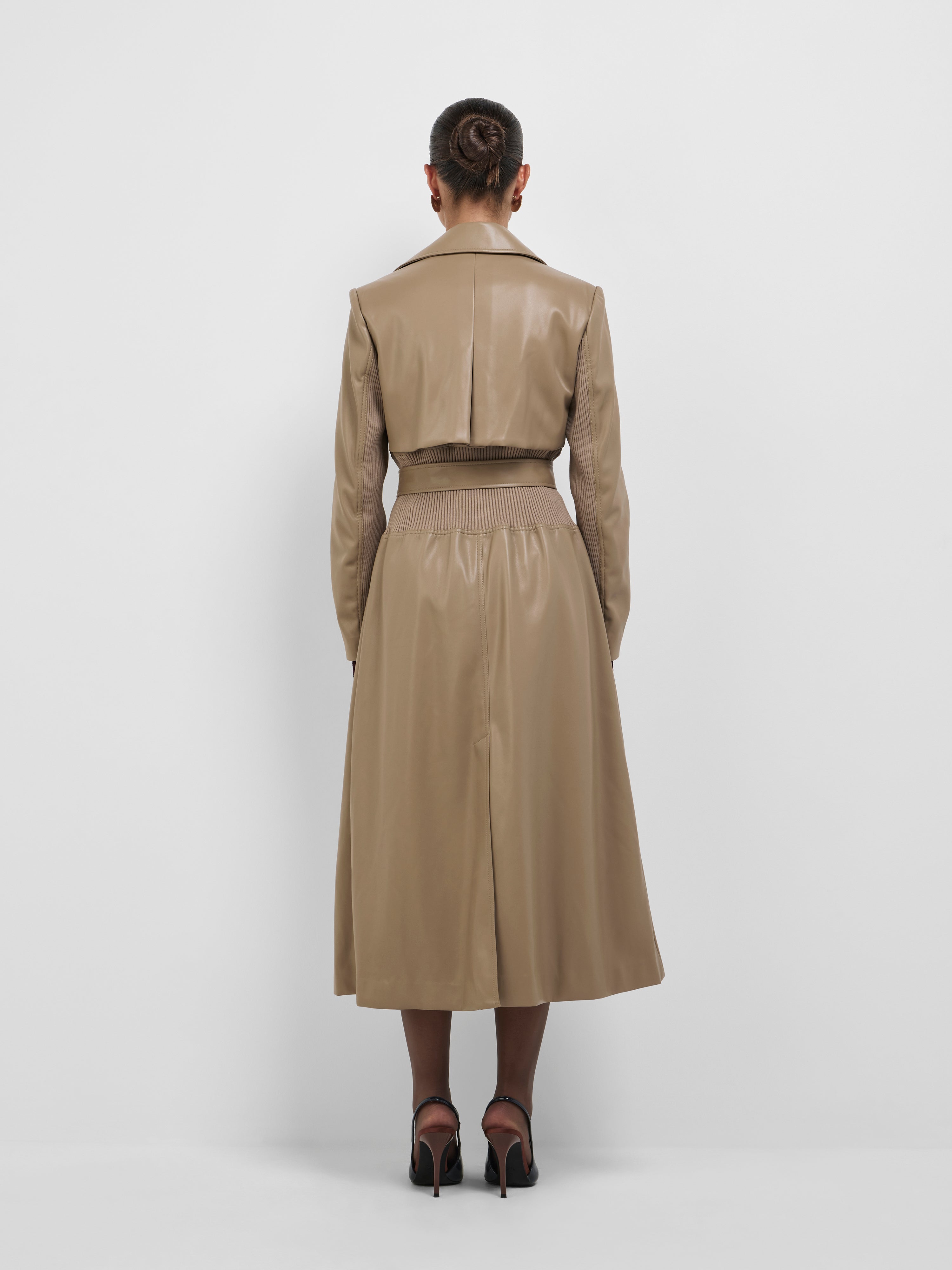 Gianni Trench Fawn | PU Leather Coat | SHEIKE