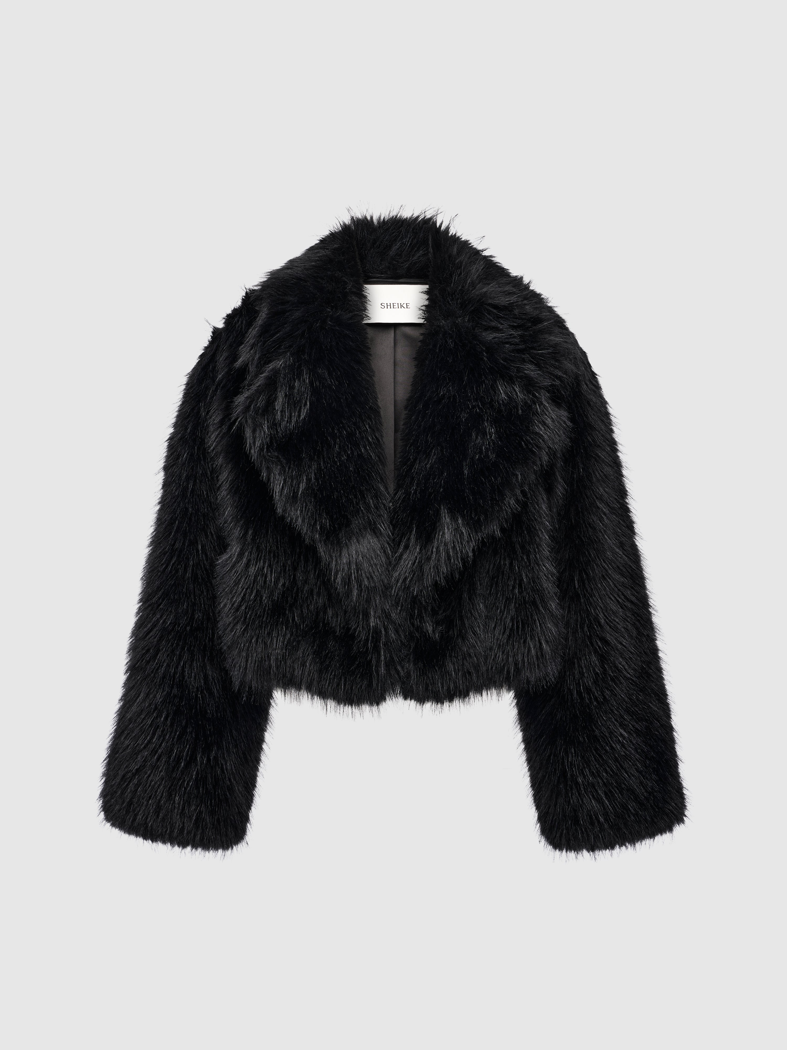Alora Fur Jacket Black | Faux Fur Coat | SHEIKE