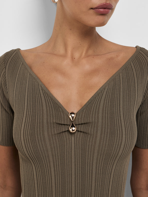 SHEIKE Skyler Knit Top Olive 1008622 Detail Image