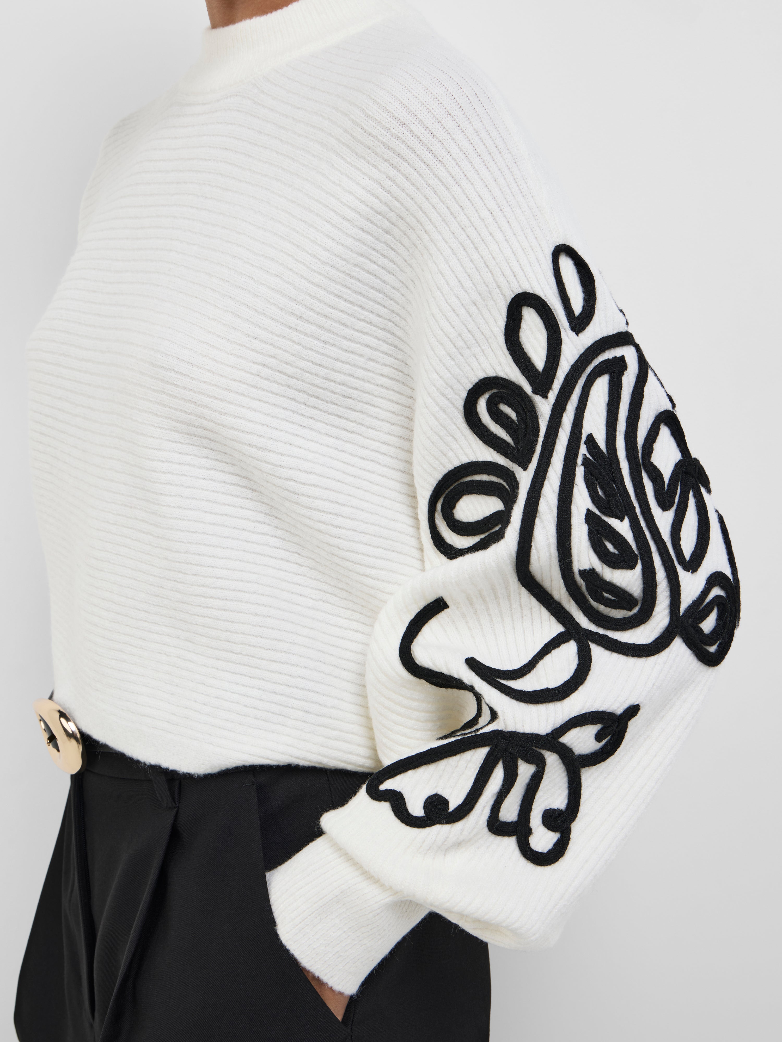 Kendall Knit Jumper Ivory | Embroidery Detail Knit | SHEIKE