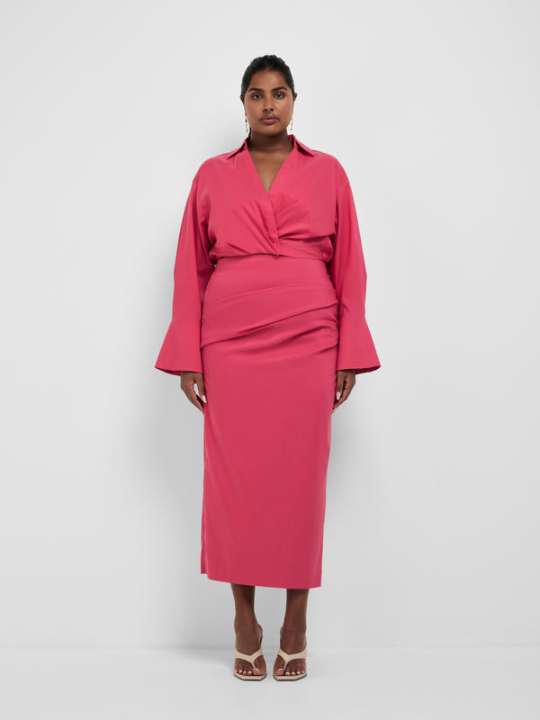 Size16 SHEIKE Madison Cropped Shirt Raspberry 1008647 Front Image