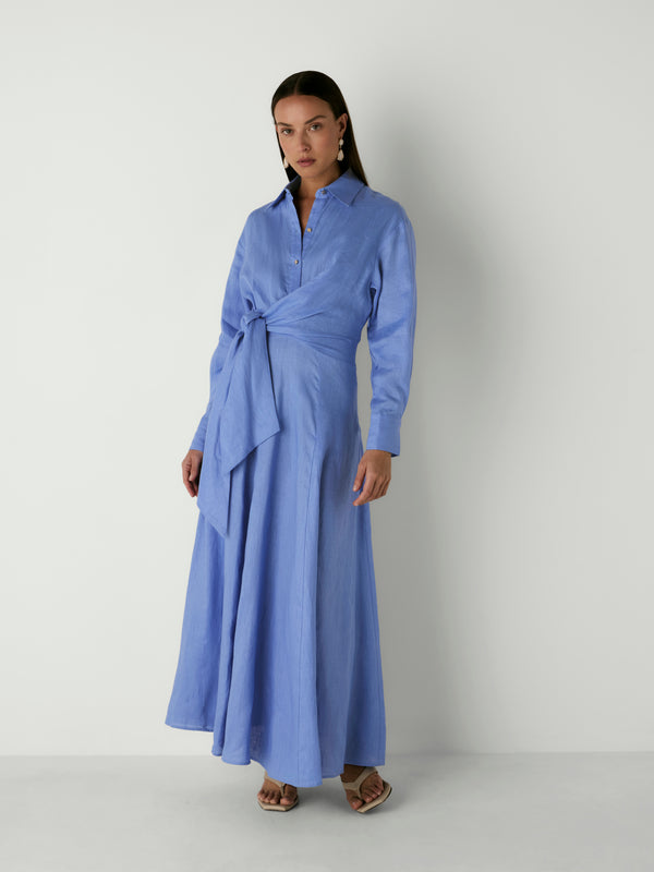 FAYE SHIRT DRESS, front view on size 8 model