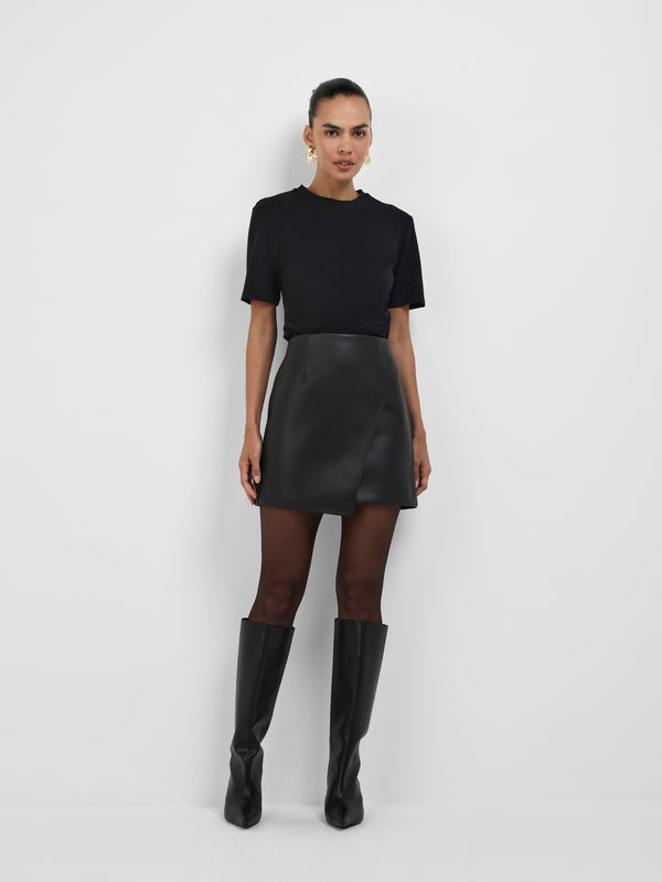 KEELY MINI SKIRT, front view on size 8 model