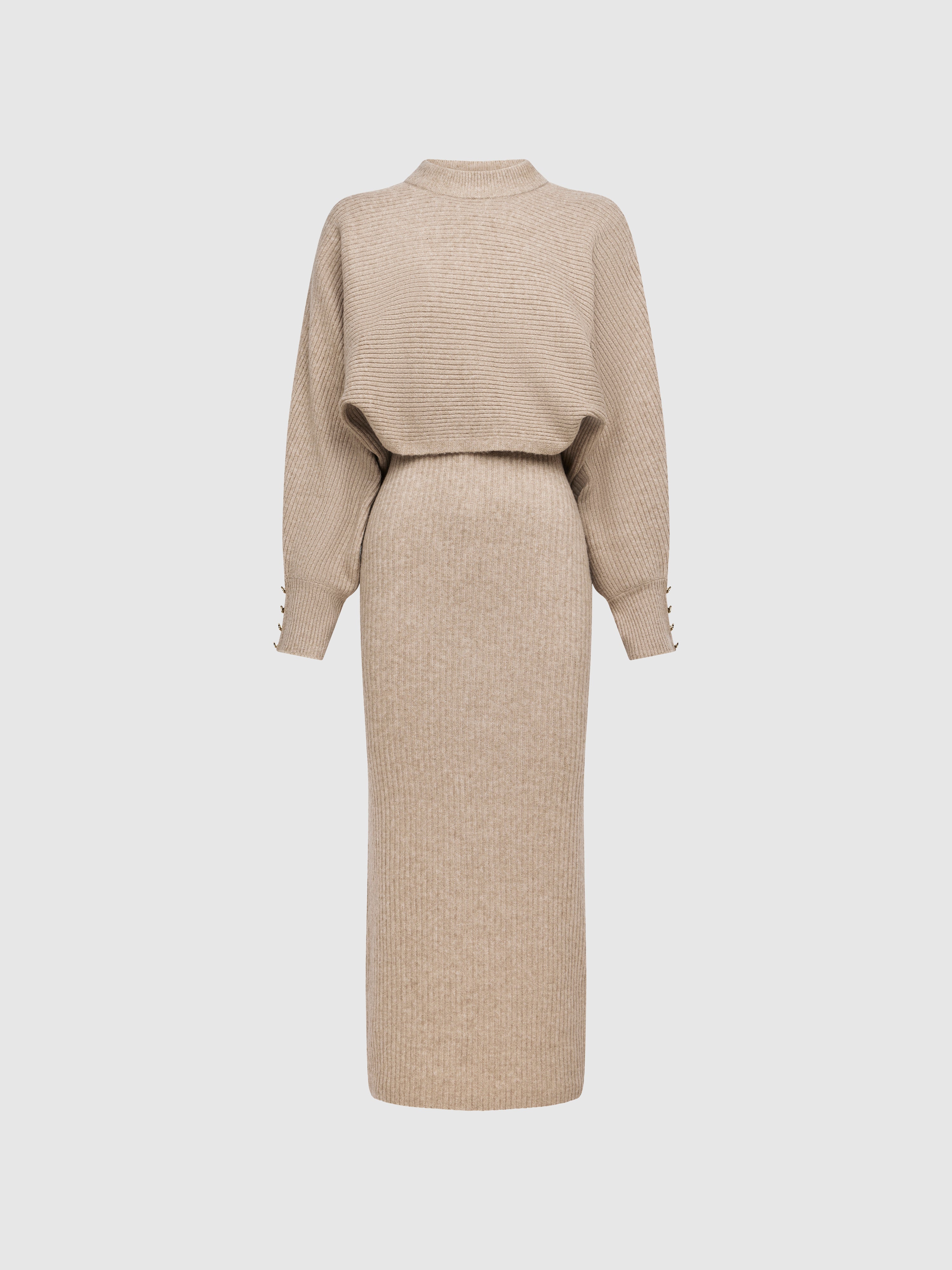 Mayfair Midi Knit Set Camel | Knit Dress Set | SHEIKE
