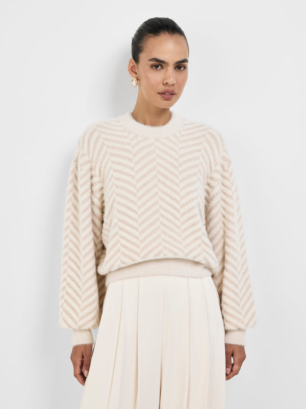 CARRIE KNIT JUMPER, close-up detail on size 8 model