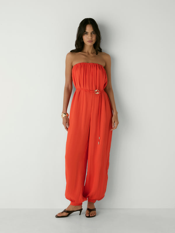 BRONTE JUMPSUIT, front view on size 8 model