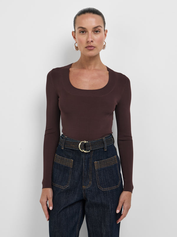 Size8 SHEIKE Annabelle Bodysuit Chocolate 1008761 Close Up Image