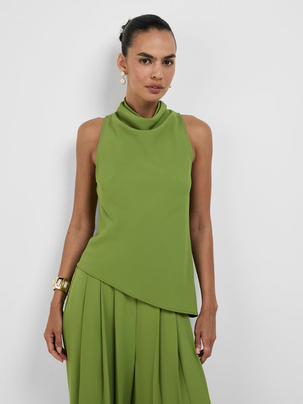 ADELE COWL NECK TOP, close-up detail on size 8 model