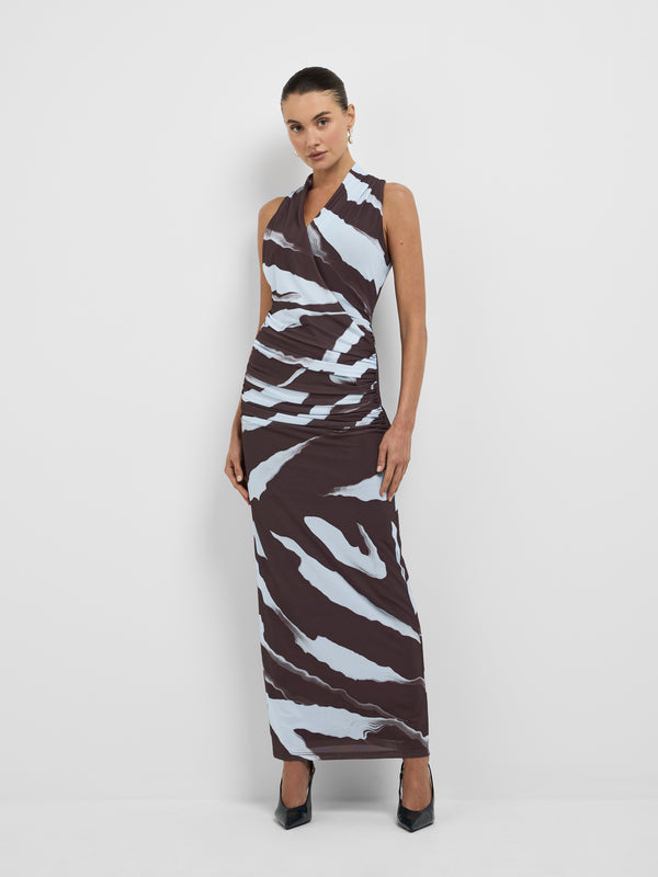 NIA MAXI DRESS, front view on size 8 model