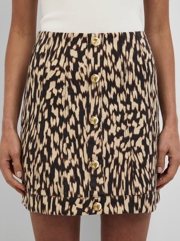 AMARA DENIM MINI SKIRT, close-up detail