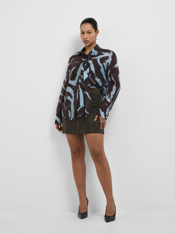 NIA SHIRT, front view on size 12 model