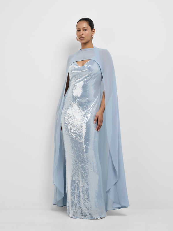 ELIZE GOWN, front view on size 12 model