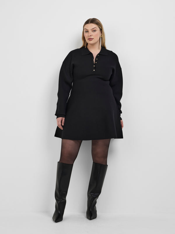 MILLIE KNIT DRESS, front view on size 16 model