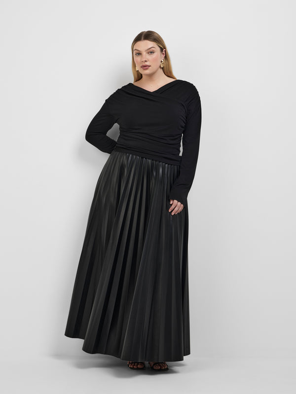 SIENNA MAXI SKIRT, front view on size 16 model