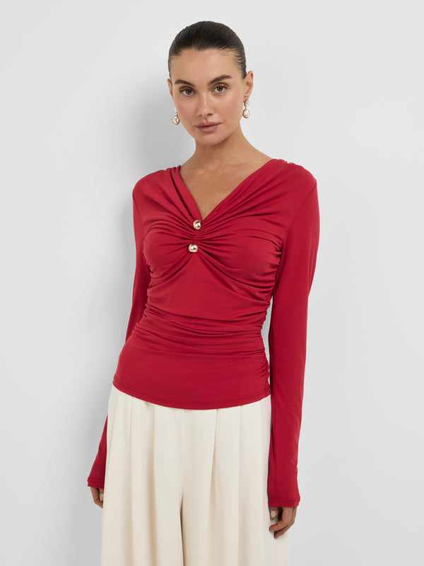 TAYLOR TOP, close-up detail on size 8 model