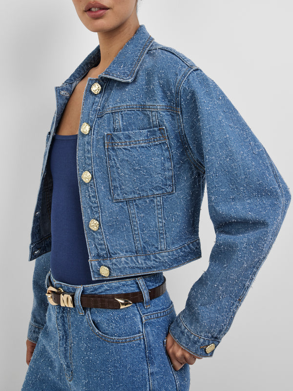 QUINN DENIM JACKET, close-up detail