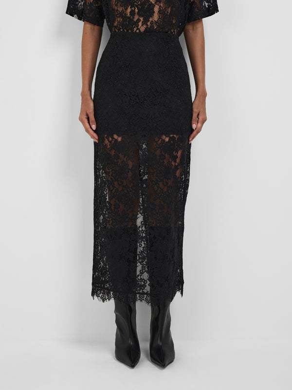 HARLOW MAXI SKIRT, close-up detail on size 8 model