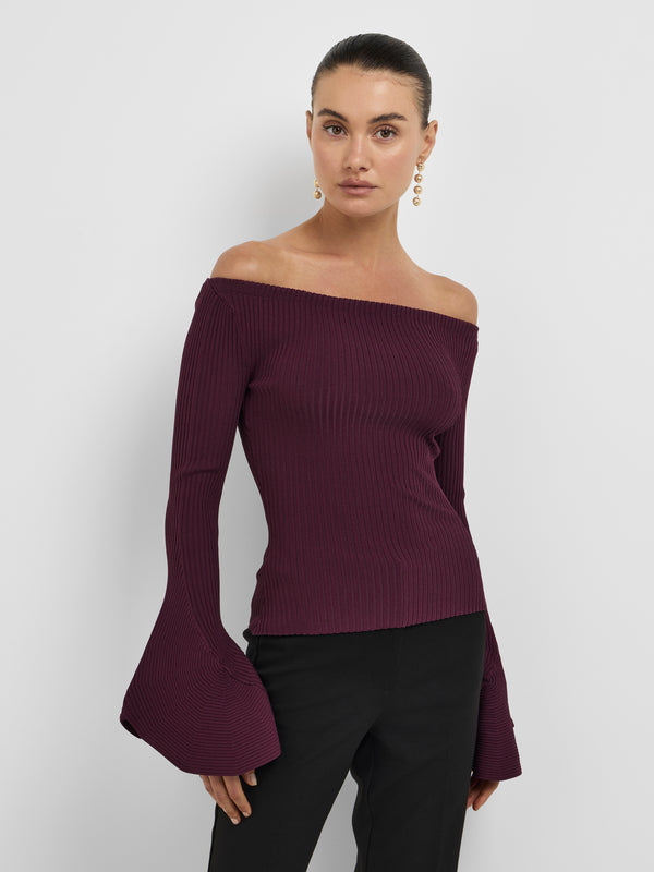 TORI KNIT TOP, close-up detail on size 8 model