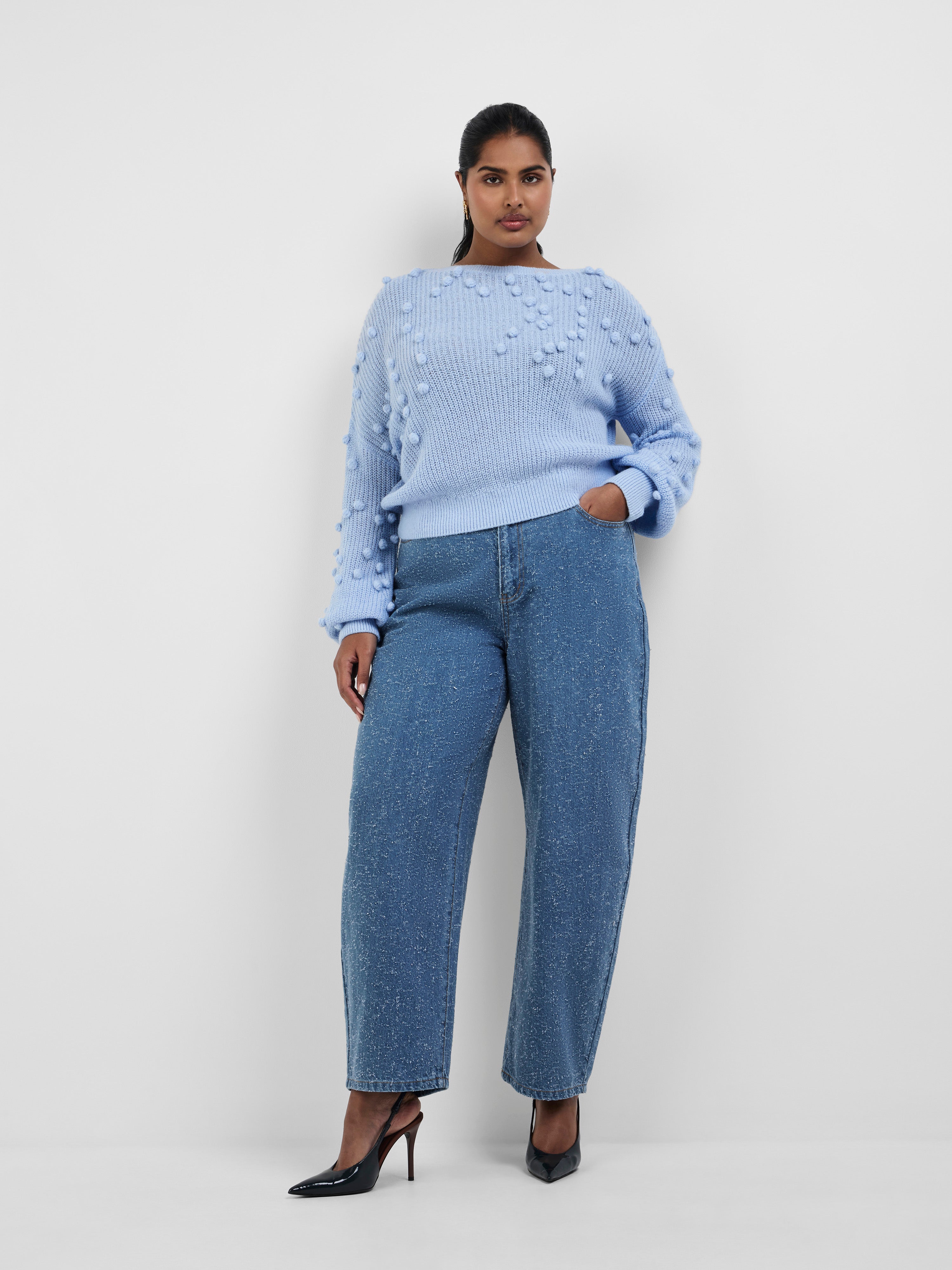 Delany Knit Blue | Long Sleeve Knit Top | SHEIKE