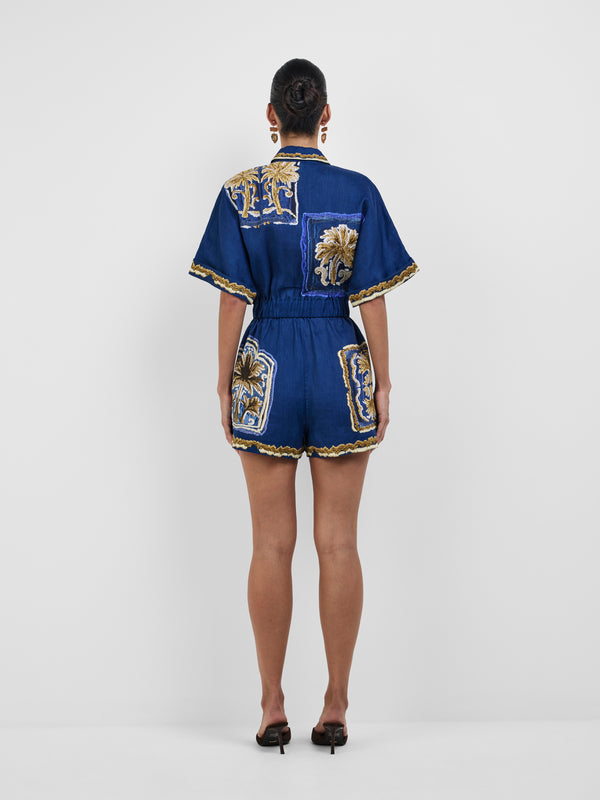 PATCHWORK PALM PLAYSUIT, back view