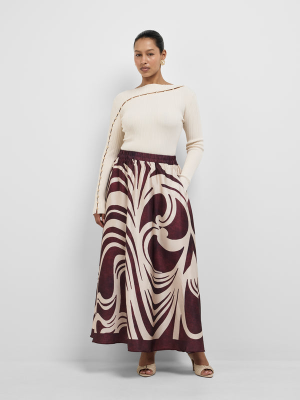 INES MAXI SKIRT, front view on size 12 model