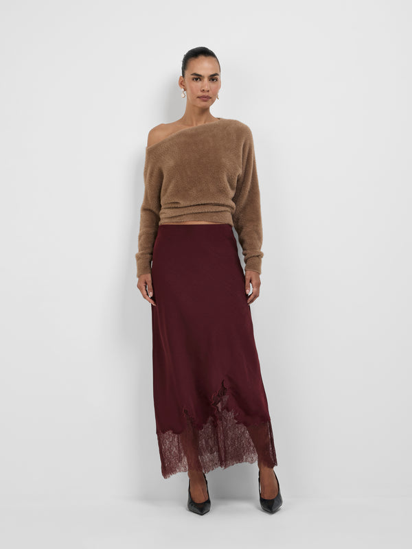 MIYAH SATIN SKIRT, front view