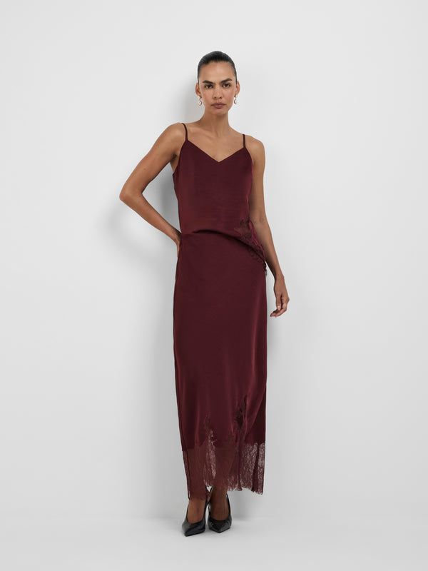 MIYAH SATIN SKIRT, front view