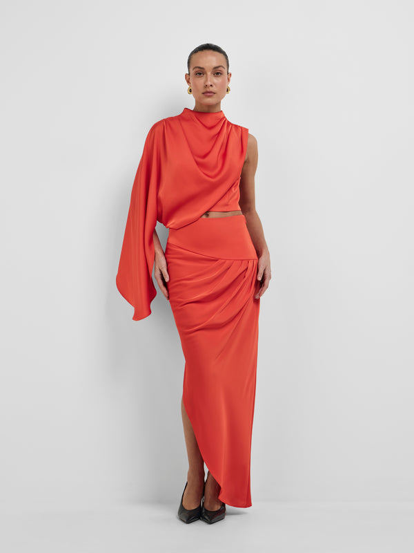 SIHAM MIDI SKIRT, front view on size 8 model