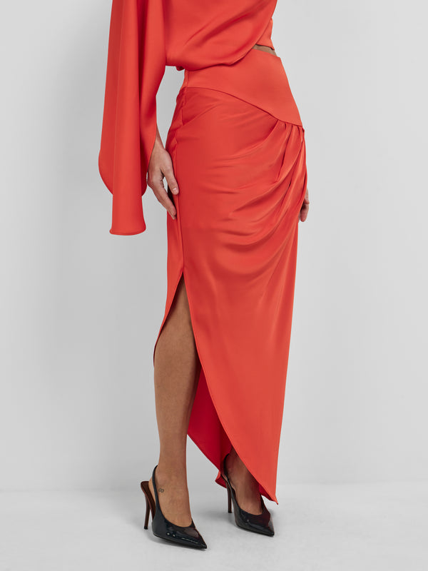 SIHAM MIDI SKIRT, close-up detail on size 8 model