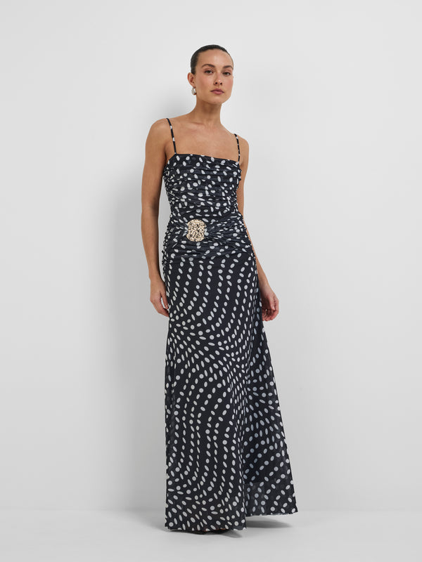 CASCADE MESH DRESS, front view on size 8 model