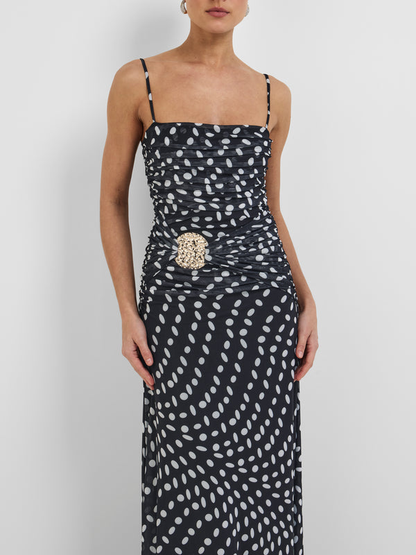 CASCADE MESH DRESS, close-up detail