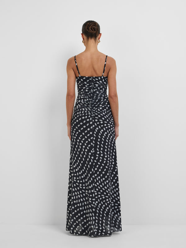 CASCADE MESH DRESS, back view