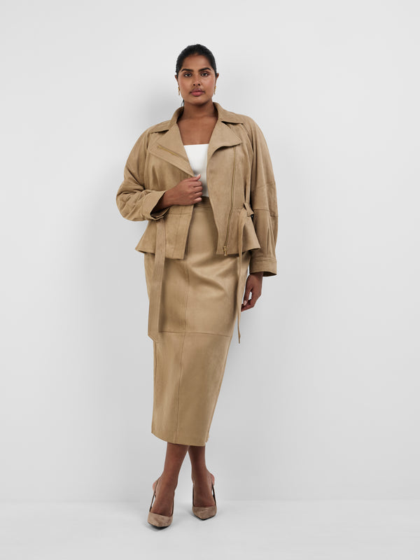 TIANA MIDI SKIRT, front view on size 16 model