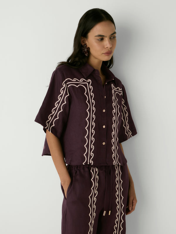 LANI SHIRT, close-up detail on size 8 model
