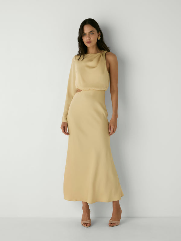 MIRANDA MIDI DRESS, front view on size 8 model