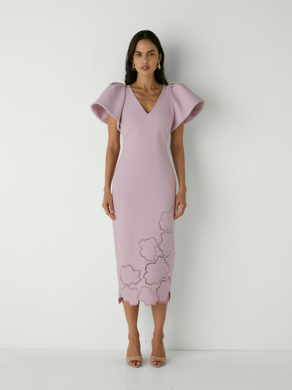 CAMILLE MIDI DRESS, front view on size 8 model