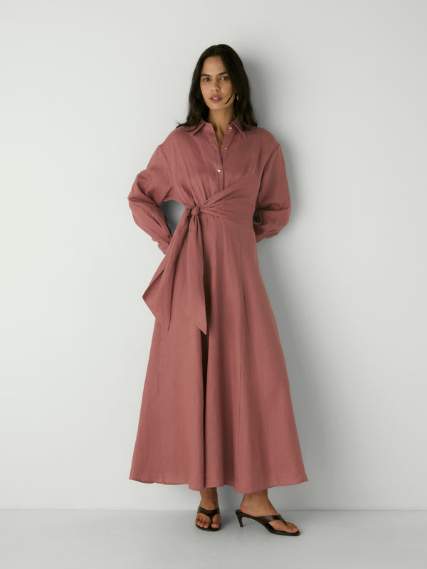 FAYE SHIRT DRESS, front view on size 8 model