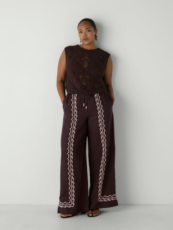BELLA CROCHET TOP, front view on size 12 model