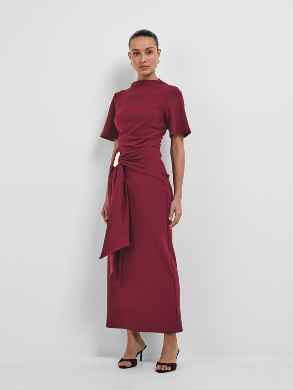 AMBER MIDI DRESS, front view on size 8i model