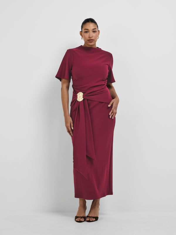 AMBER MIDI DRESS, front view on size 12 model