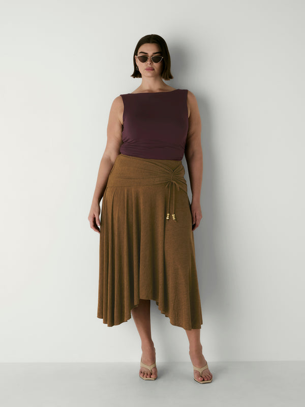 SUKI SKIRT, front view on size 16 model