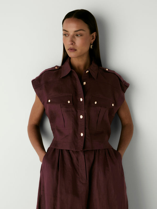 CELENE SHIRT, close-up detail on size 8 model