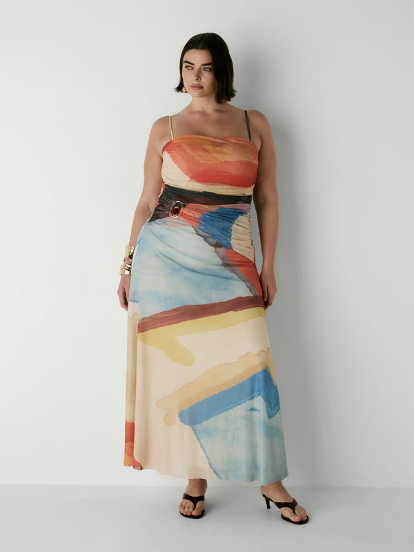 NEVADA MAXI DRESS, front view on size 16 model