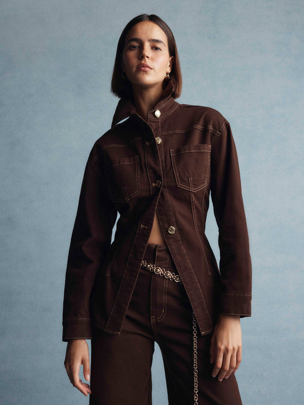 SHEIKE Broadway Denim Shirt Chocolate 1008545 Campaign Image