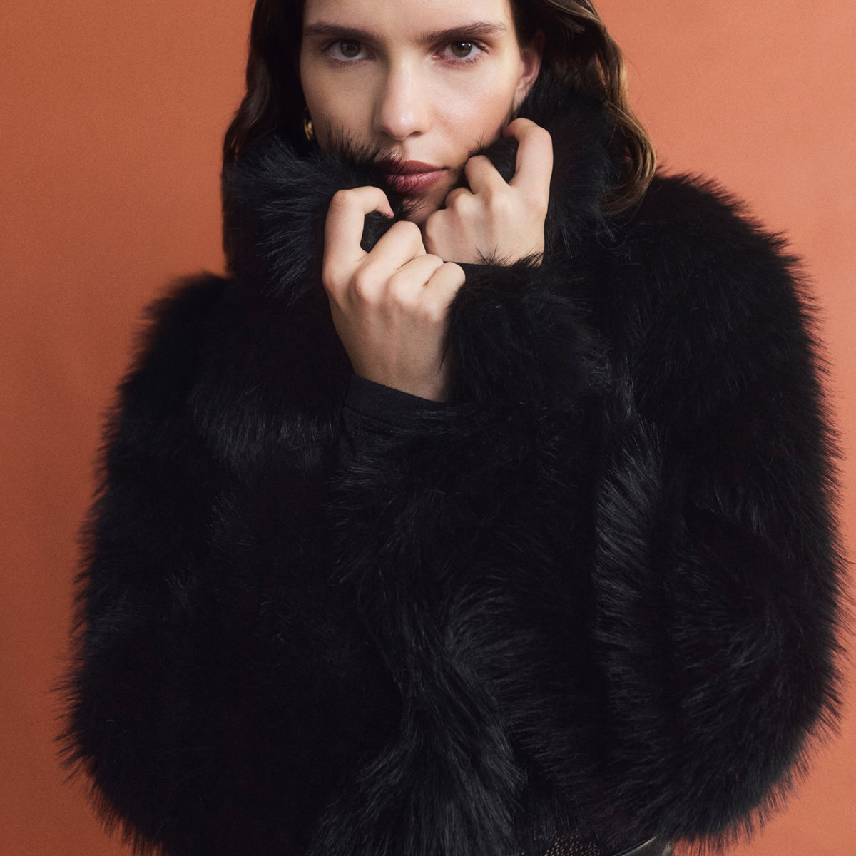 Alora Fur Jacket Black | Faux Fur Coat | SHEIKE