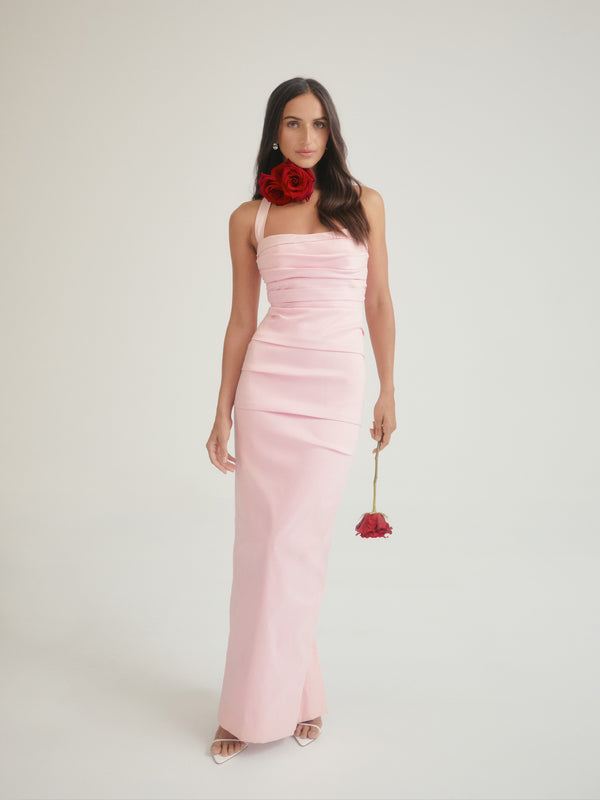 CARRIE GOWN IN PINK CAMPAIGN IMAGE