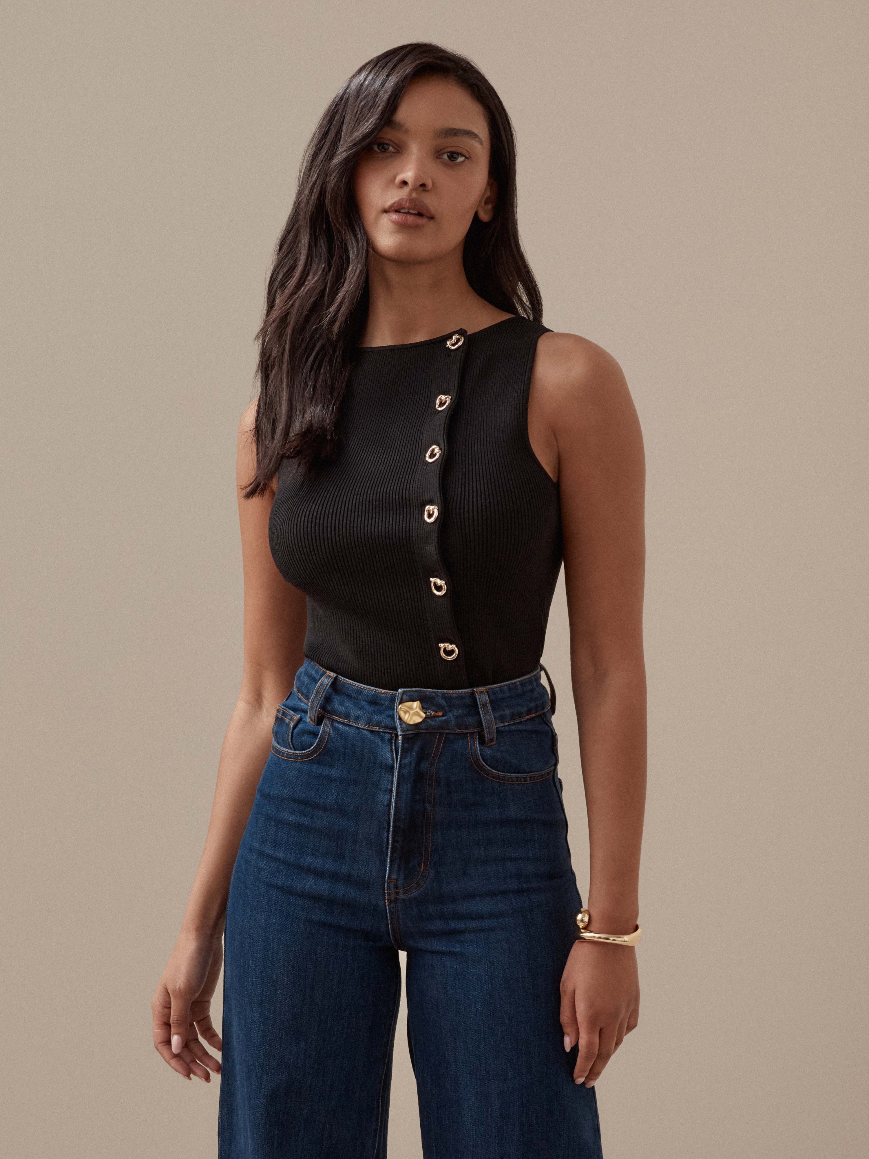 Clement Knit Top Black | Ribbed Knit Top | SHIEKE – SHEIKE