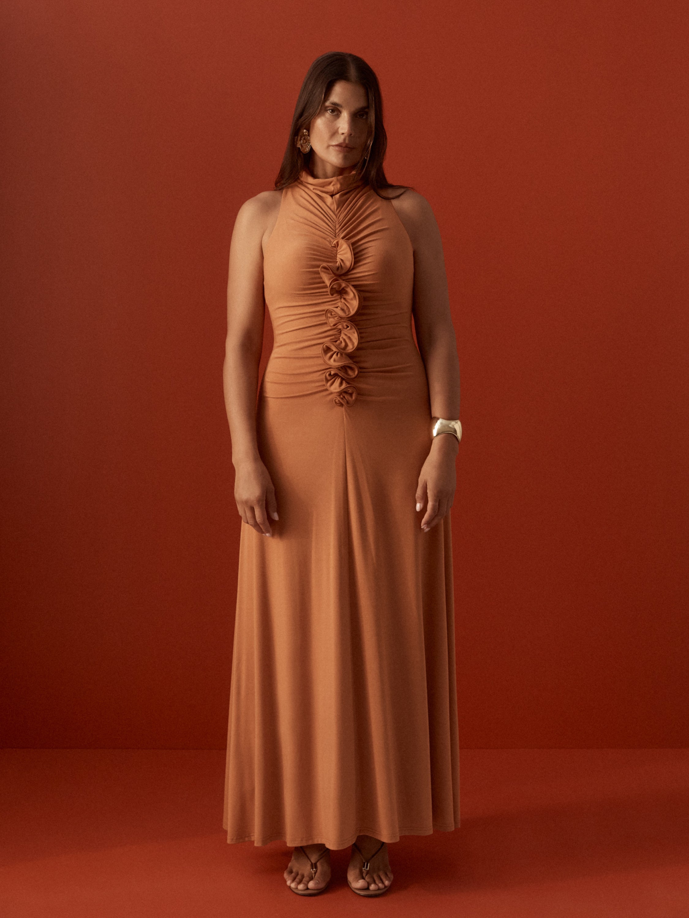 Lara Dress Ginger | Jersey Maxi Dress | SHEIKE
