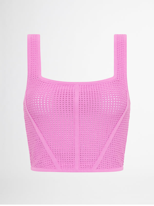 CAGE KNIT TOP IN PINK GHOST IMAGE 